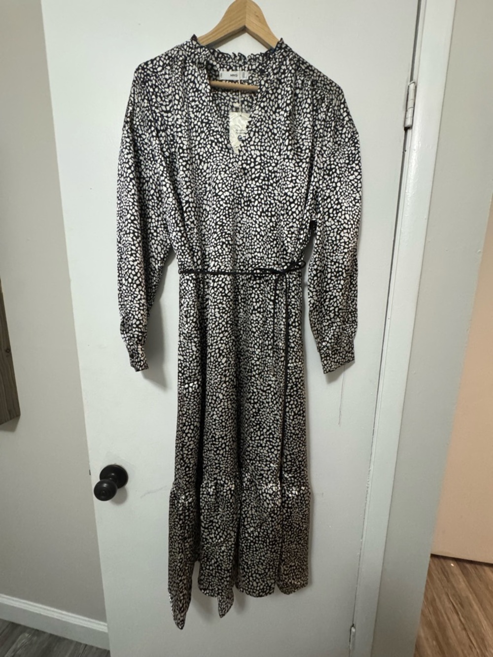 Mango Black and White Printed Maxi Dress